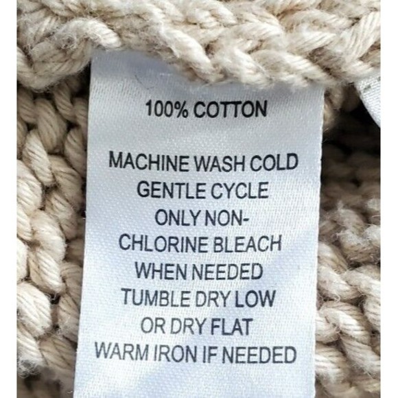 The Loft Women 100% Cotton Beige Chunky Knit Sweater Heavy Weight Back Zip S EUC - Picture 6 of 7
